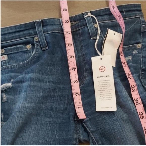 AG Adriano Goldschmied jeans size 26 the prima roll up cigarette blue distressed - Picture 13 of 15